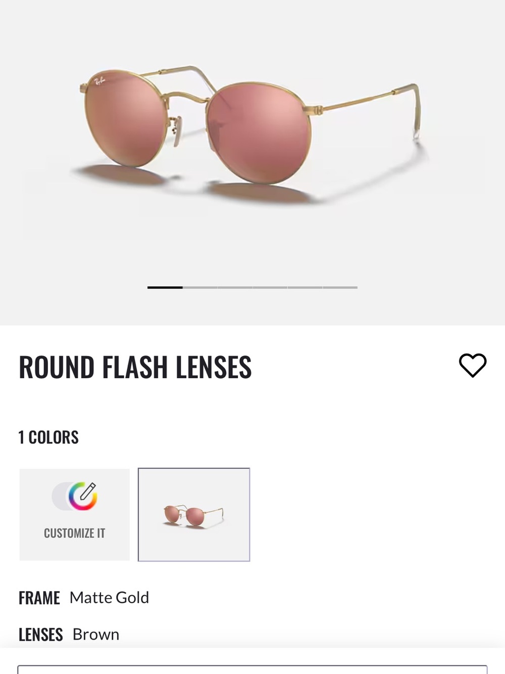 Ray-Ban Matte Gold Round Sunglasses with Rose-Brown Mirrored Lenses